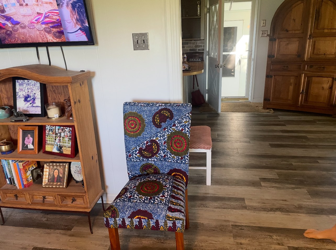 Bold patterned dining chair reupholstery — Lafayette LA